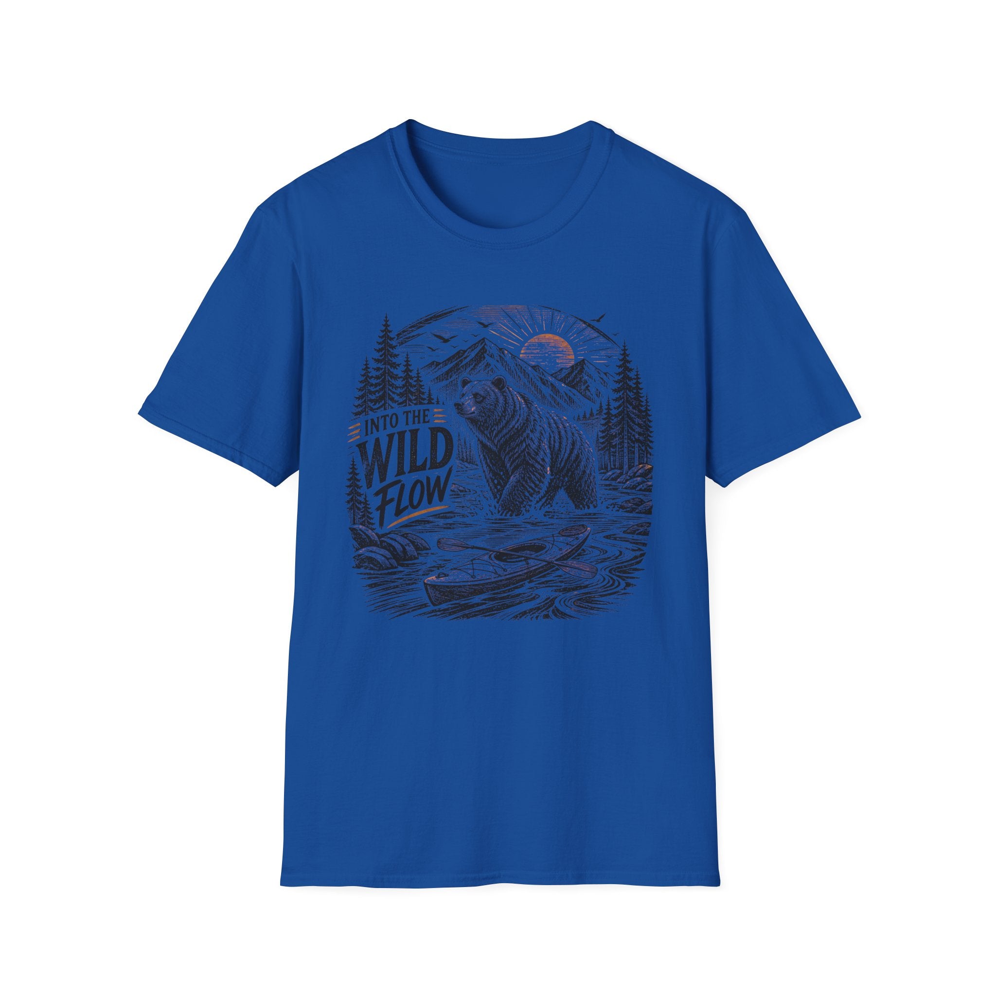 Into The Wild Flow Bear T‑Shirt — Fishing Nature Graphic Tee