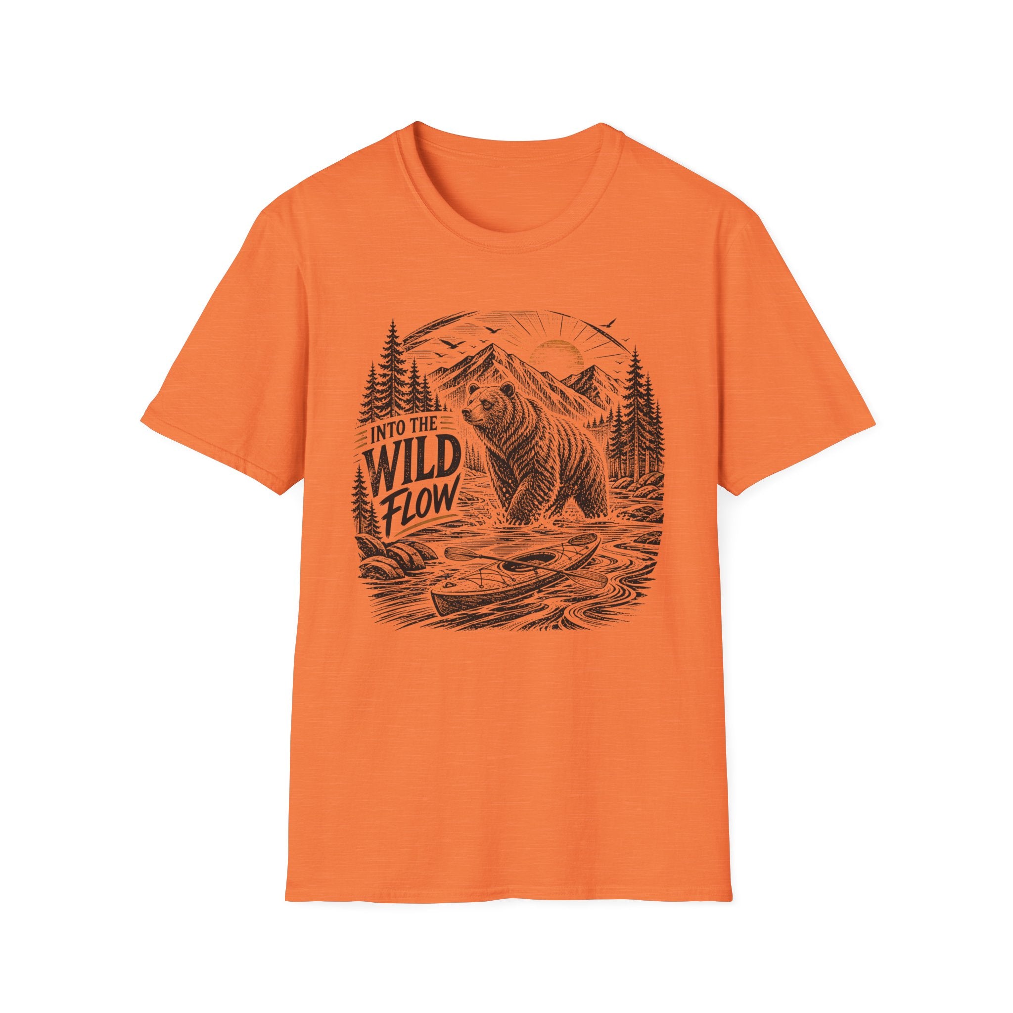 Into The Wild Flow Bear T‑Shirt — Fishing Nature Graphic Tee