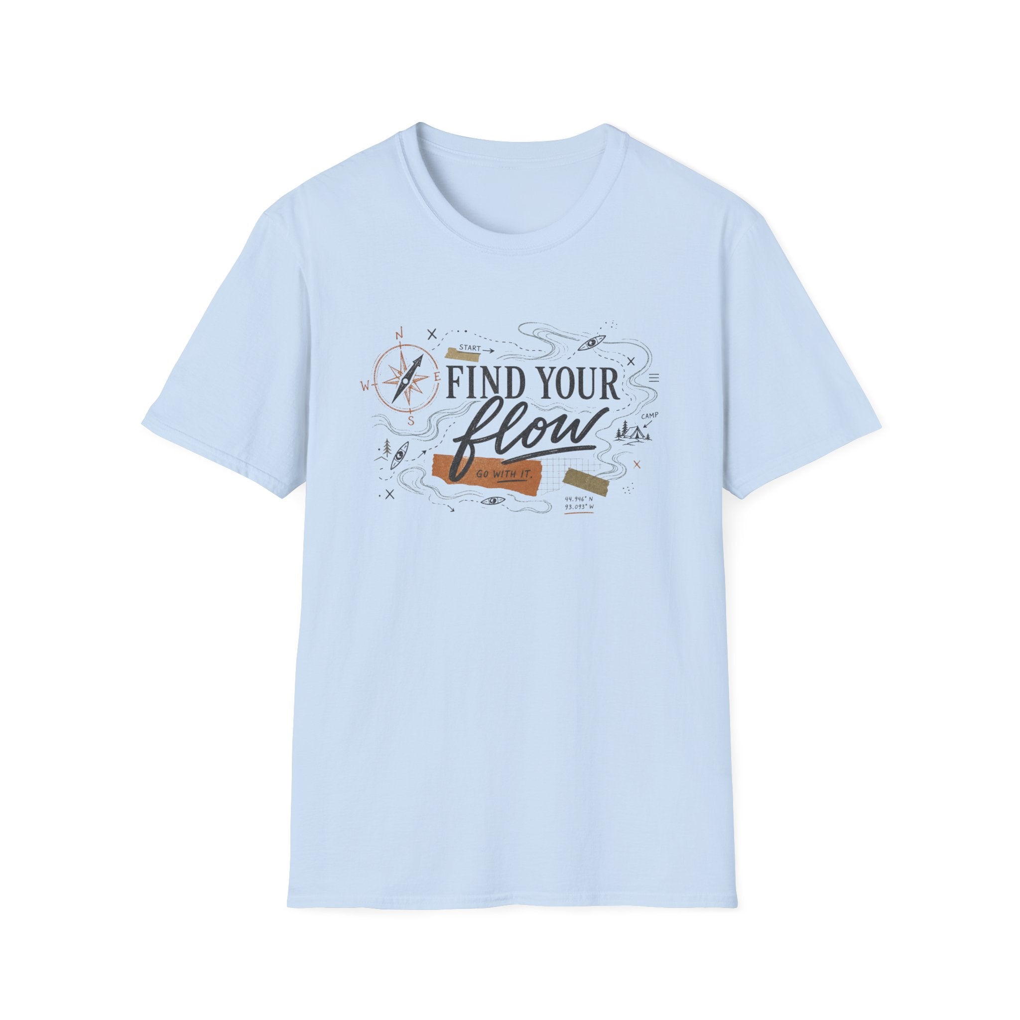 Find Your Flow T-Shirt — Kayak & Compass Adventure Tee