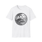 Sea Turtle with Kayak T-Shirt — Vintage Coastal Sunset Graphic