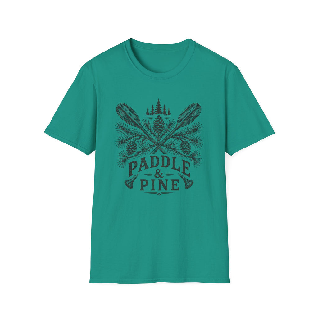 Paddle & Pine T‑Shirt — Rustic Kayak Paddle Outdoor Camping Tee