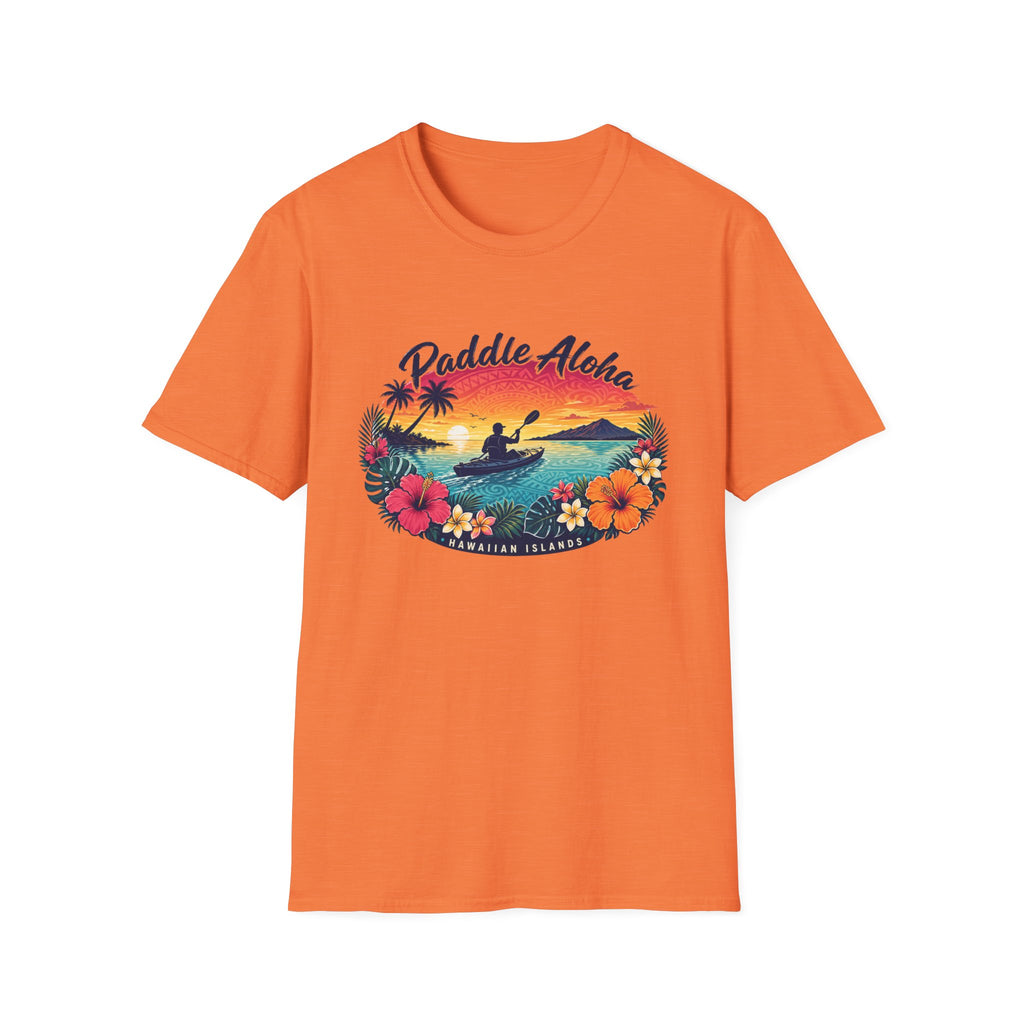 Paddle Aloha T-Shirt — Hawaiian Kayak Sunset Floral Tee
