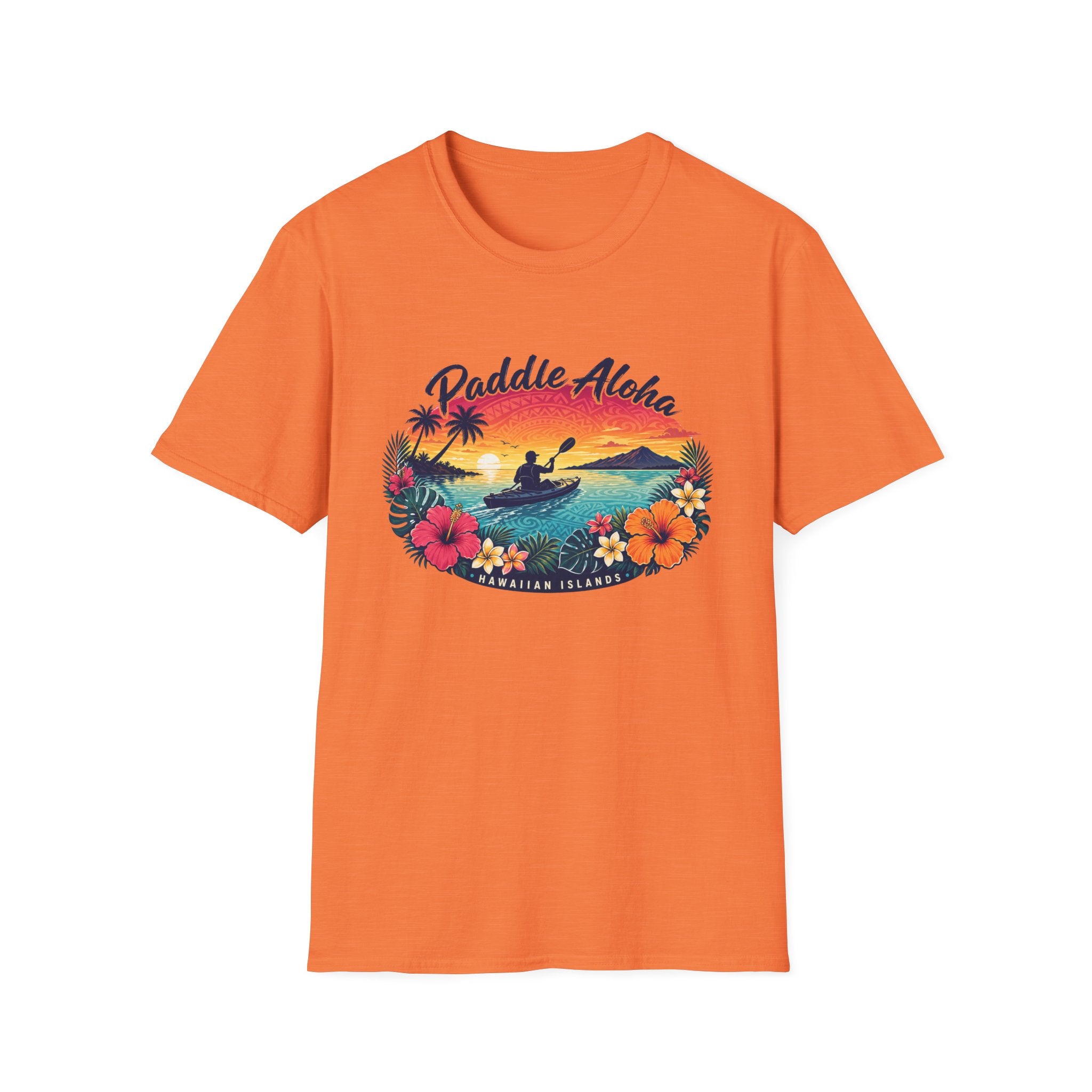 Paddle Aloha T-Shirt — Hawaiian Kayak Sunset Floral Tee
