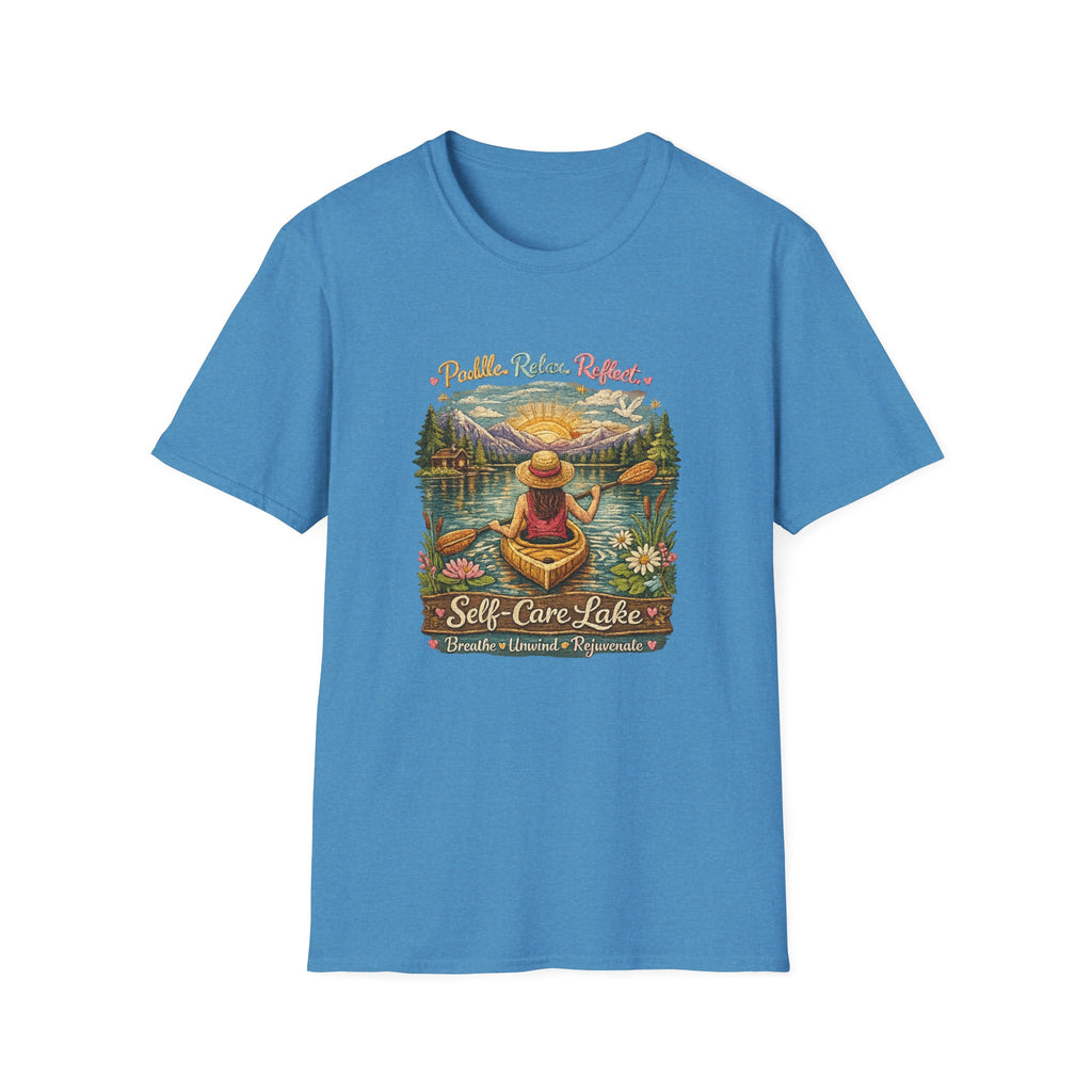 Self-Care Lake T-Shirt — Relaxing Kayaking Nature Retreat Graphic Tee