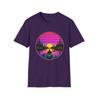 Sunset Kayak T-Shirt — Retro Mountain Lake Design