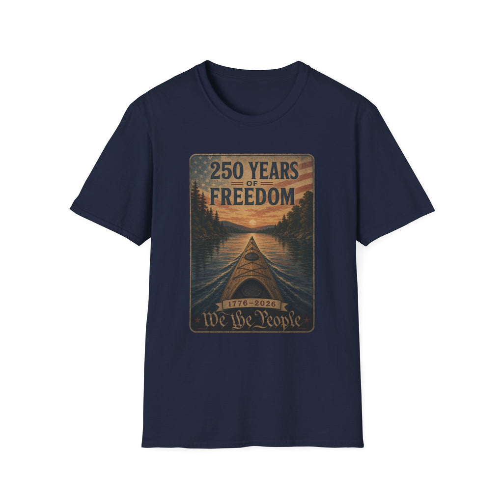 250 Years of Freedom T-Shirt — "We the People" Patriotic Kayak Design