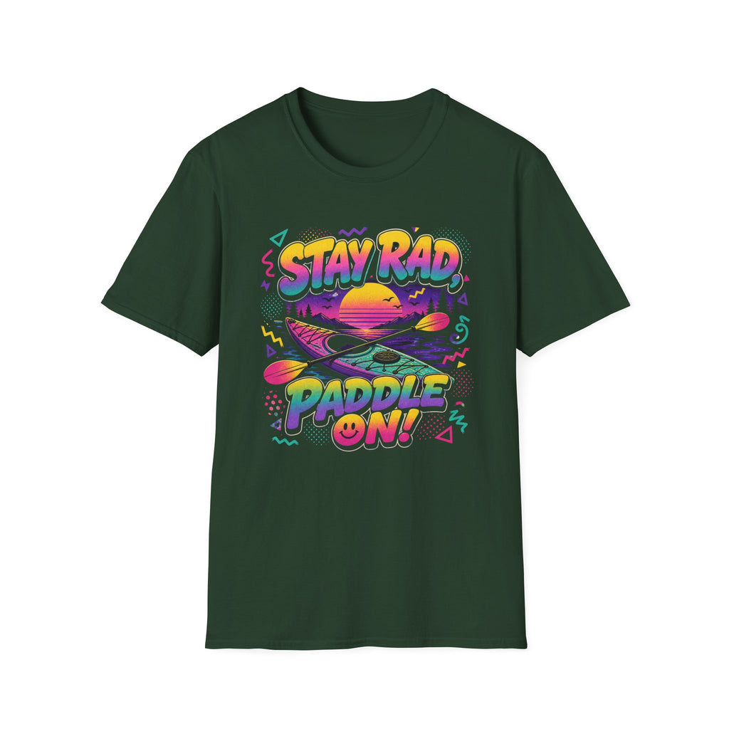 Stay Rad Paddle On! T-Shirt — Retro Kayaking Graphic Tee