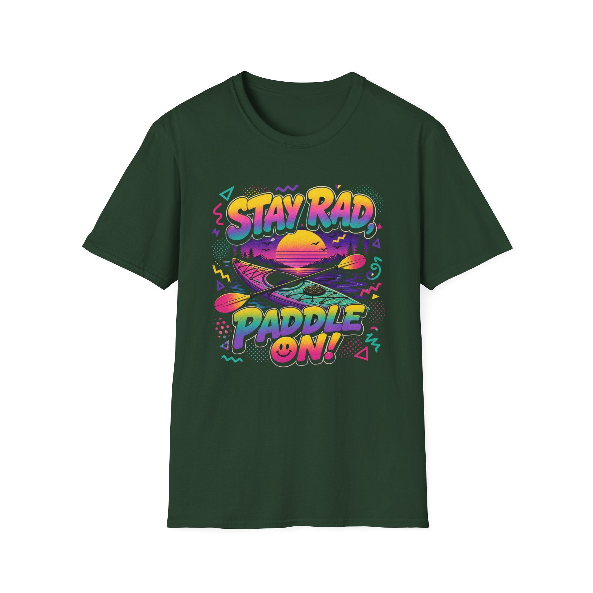 Stay Rad Paddle On! T-Shirt — Retro Kayaking Graphic Tee