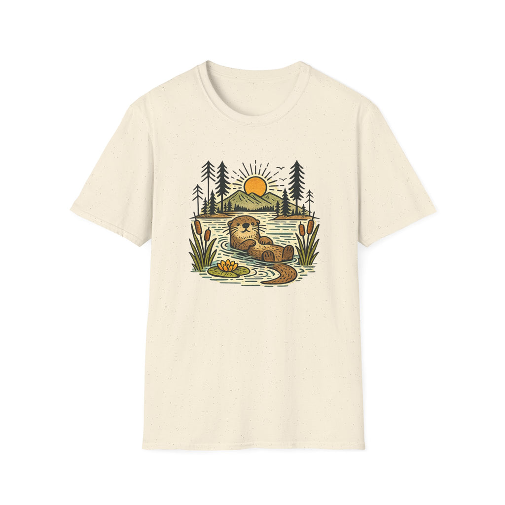Otter Sunset T-Shirt — Cute River Otter Nature Graphic Tee