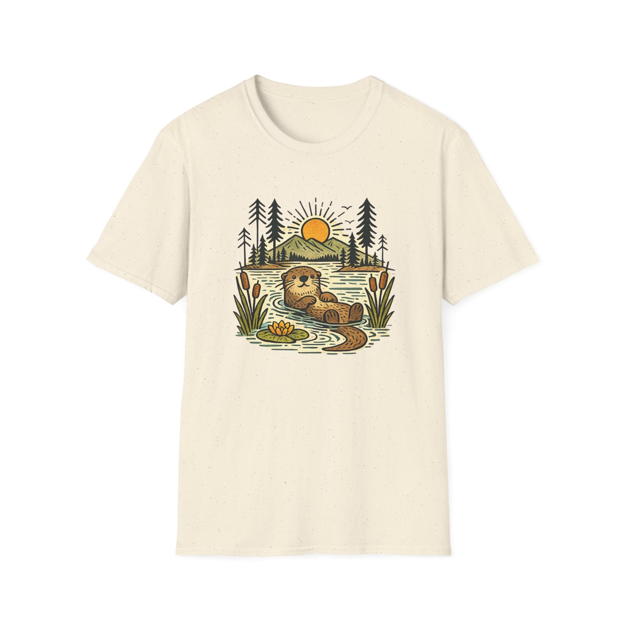 Otter Sunset T-Shirt — Cute River Otter Nature Graphic Tee