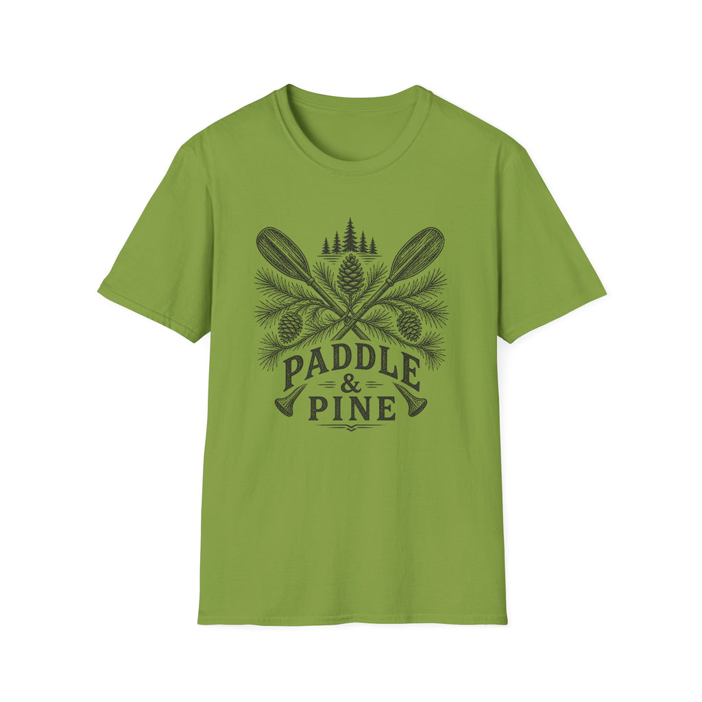 Paddle & Pine T‑Shirt — Rustic Kayak Paddle Outdoor Camping Tee