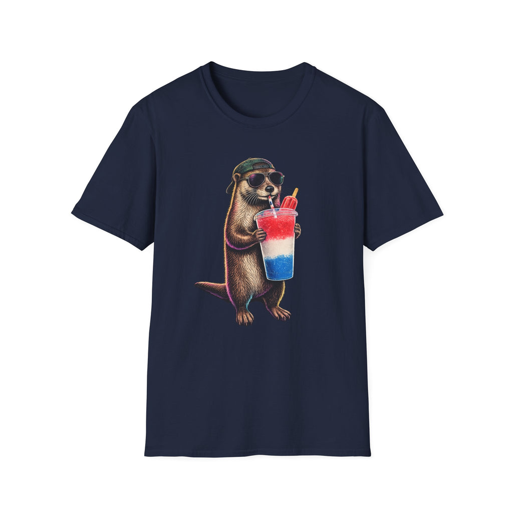 Otter Drinking a red, white, and blue slushy 250th