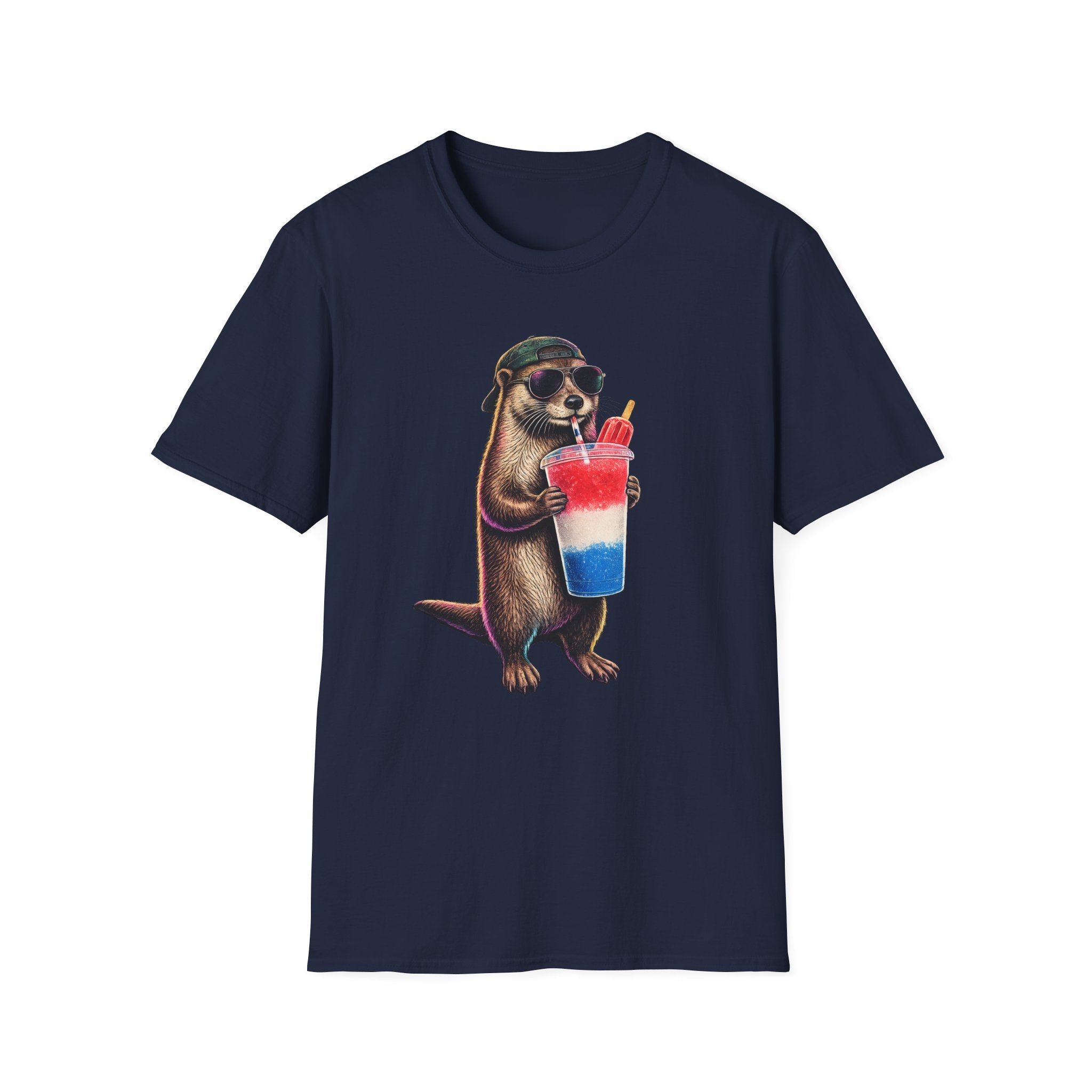 Otter Drinking a red, white, and blue slushy 250th