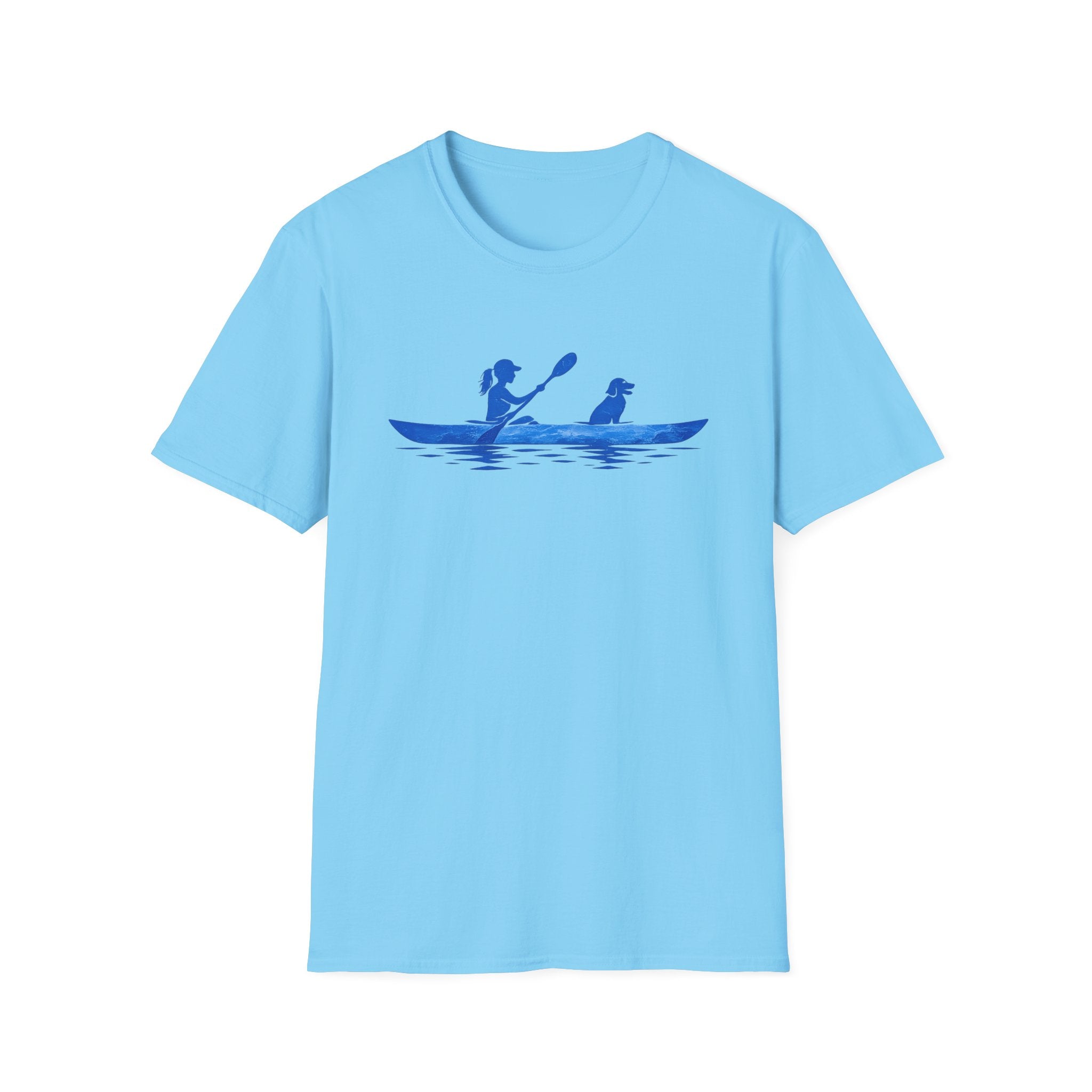 Kayak Tee — Woman Kayaking With Dog Silhouette T-Shirt