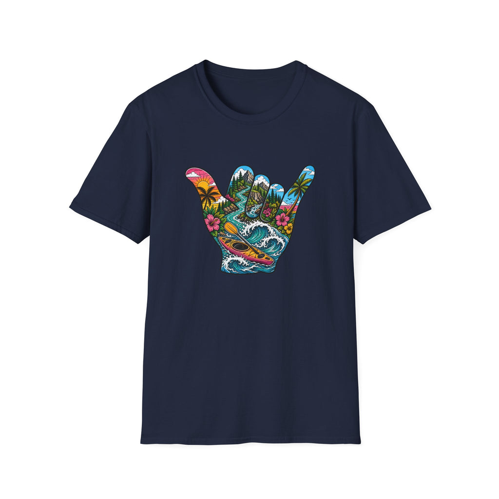 Shaka Vibes T-Shirt — Tropical Beach Hand Graphic