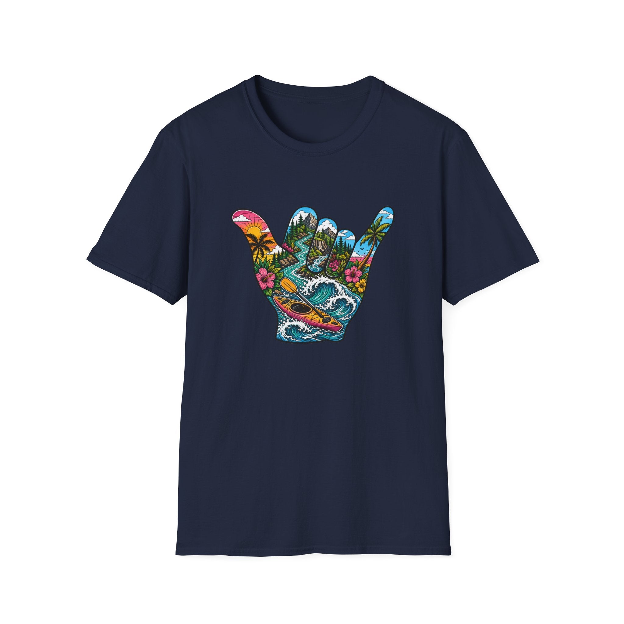Shaka Vibes T-Shirt — Tropical Beach Hand Graphic