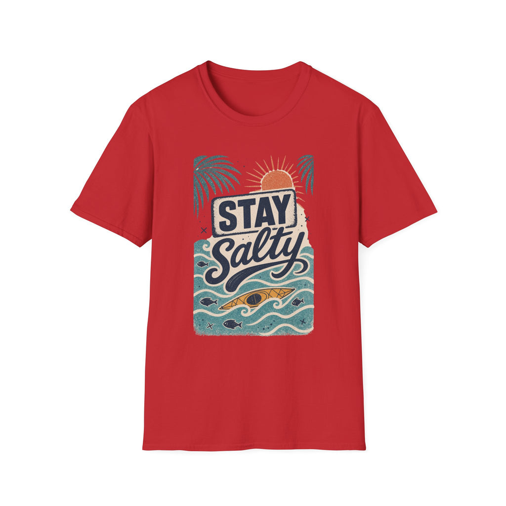 Stay Salty T-Shirt — Retro Kayak Waves Graphic Tee