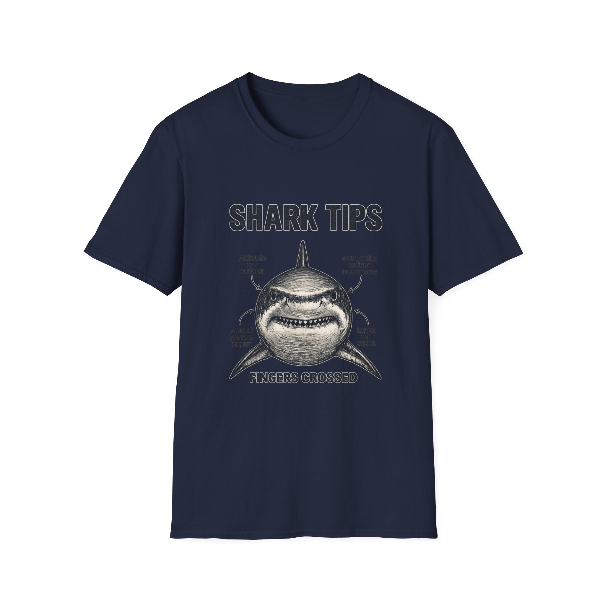 Shark Tips T-Shirt — 'Fingers Crossed' Funny Shark Tee
