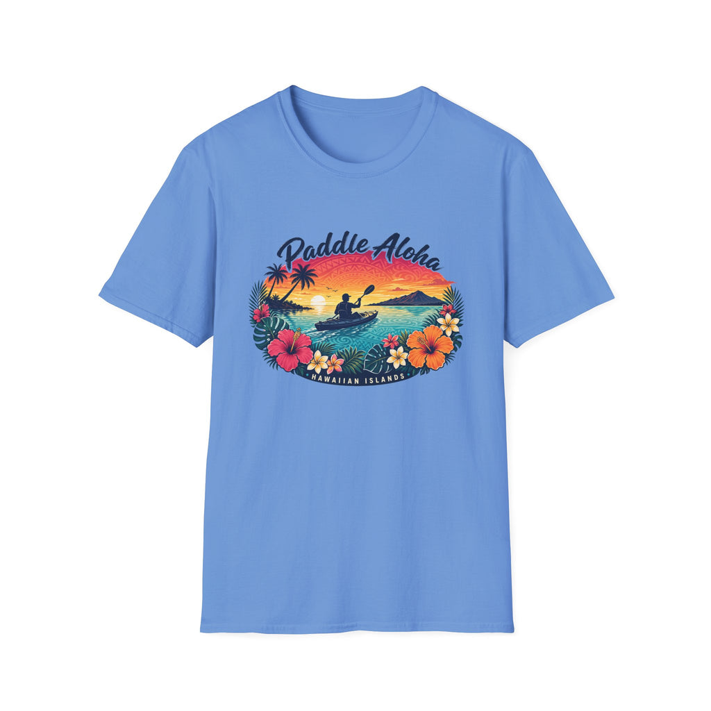 Paddle Aloha T-Shirt — Hawaiian Kayak Sunset Floral Tee