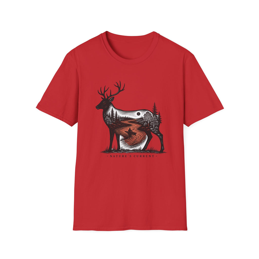 Deer Moon Wilderness T-Shirt — Forest Sunset Nature Graphic Tee