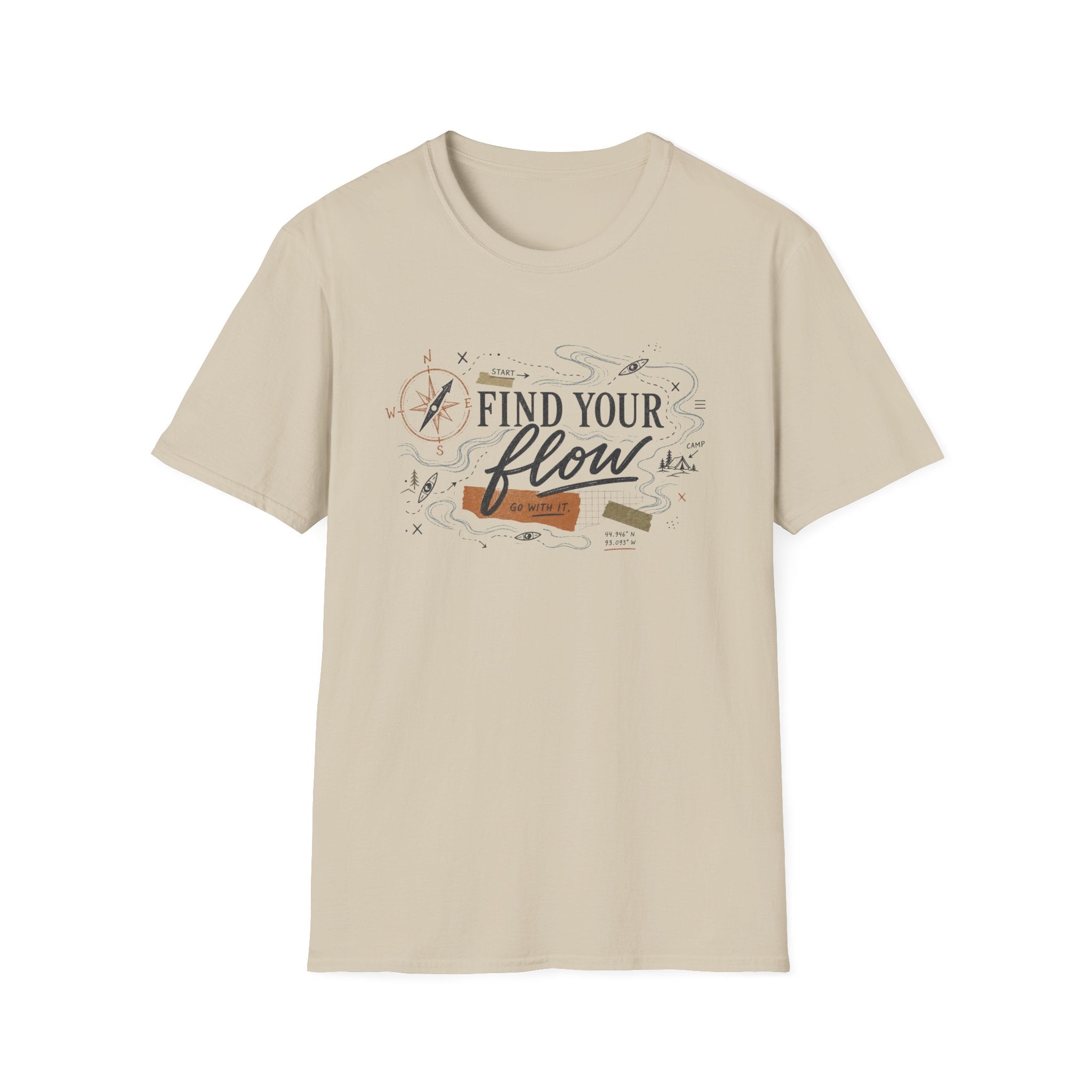 Find Your Flow T-Shirt — Kayak & Compass Adventure Tee