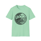 Sea Turtle with Kayak T-Shirt — Vintage Coastal Sunset Graphic