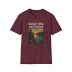 Lake Lover T-Shirt — "Socially Tired, Lake Required" Retro Sunset Camp Tee