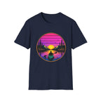 Sunset Kayak T-Shirt — Retro Mountain Lake Design