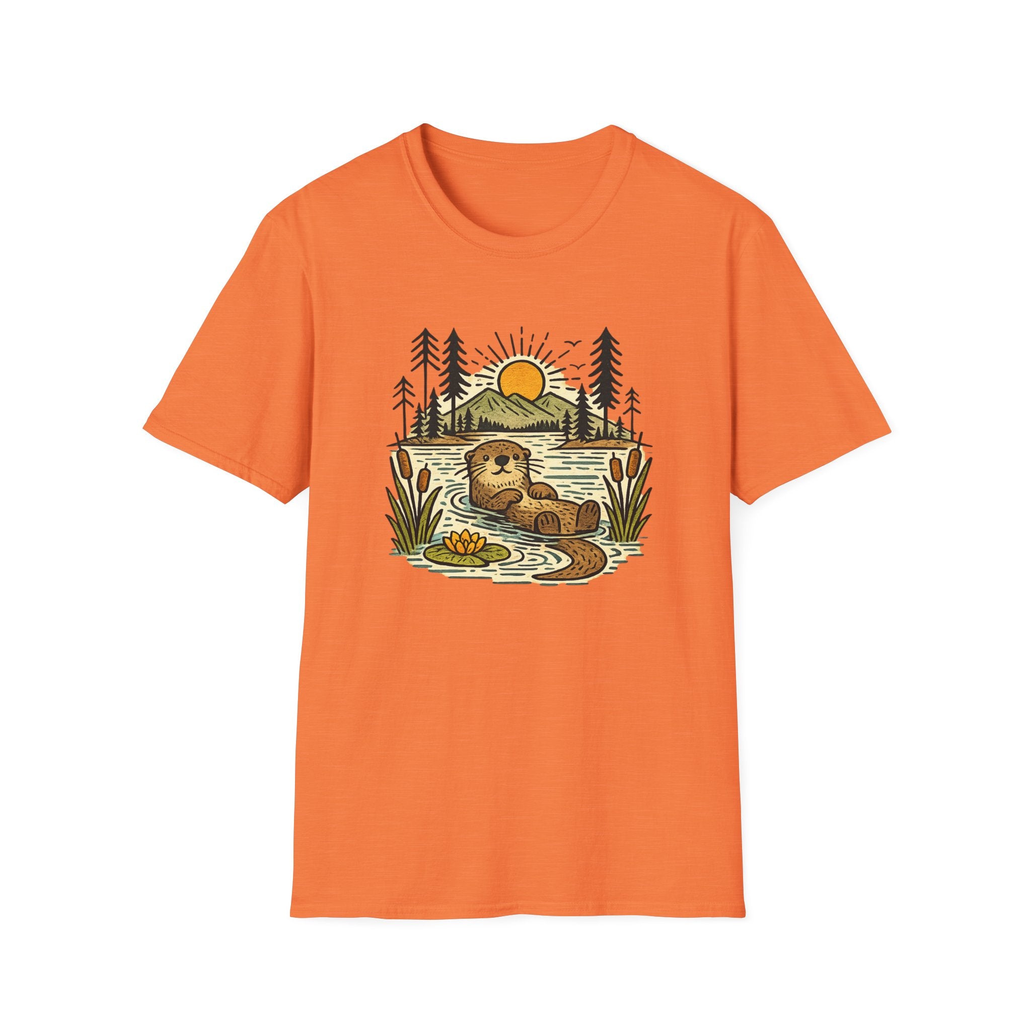 Otter Sunset T-Shirt — Cute River Otter Nature Graphic Tee