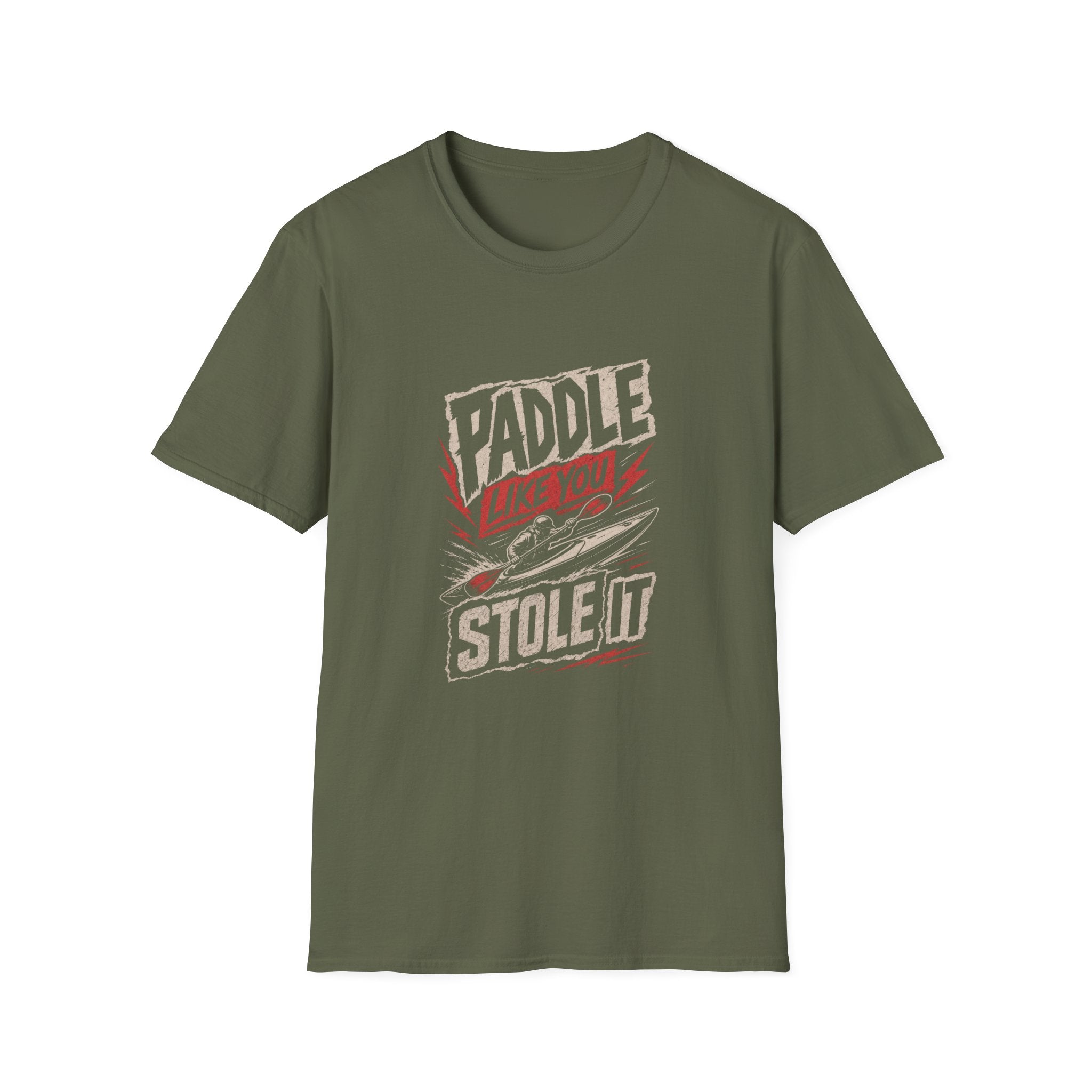 Paddle Like You Stole It T-Shirt — Retro Kayak Graphic Tee