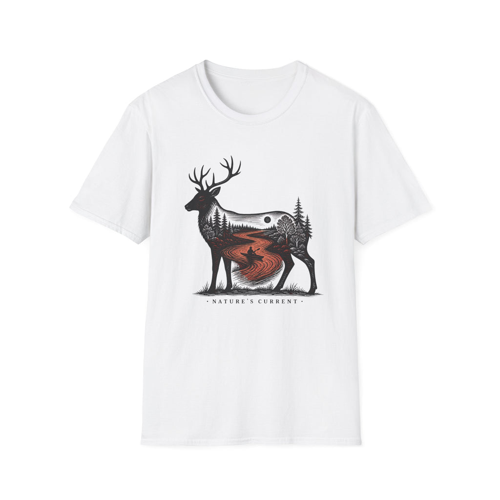 Deer Moon Wilderness T-Shirt — Forest Sunset Nature Graphic Tee