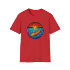 Kayak Sunset T-Shirt — Retro Ocean Sunset Paddle Tee
