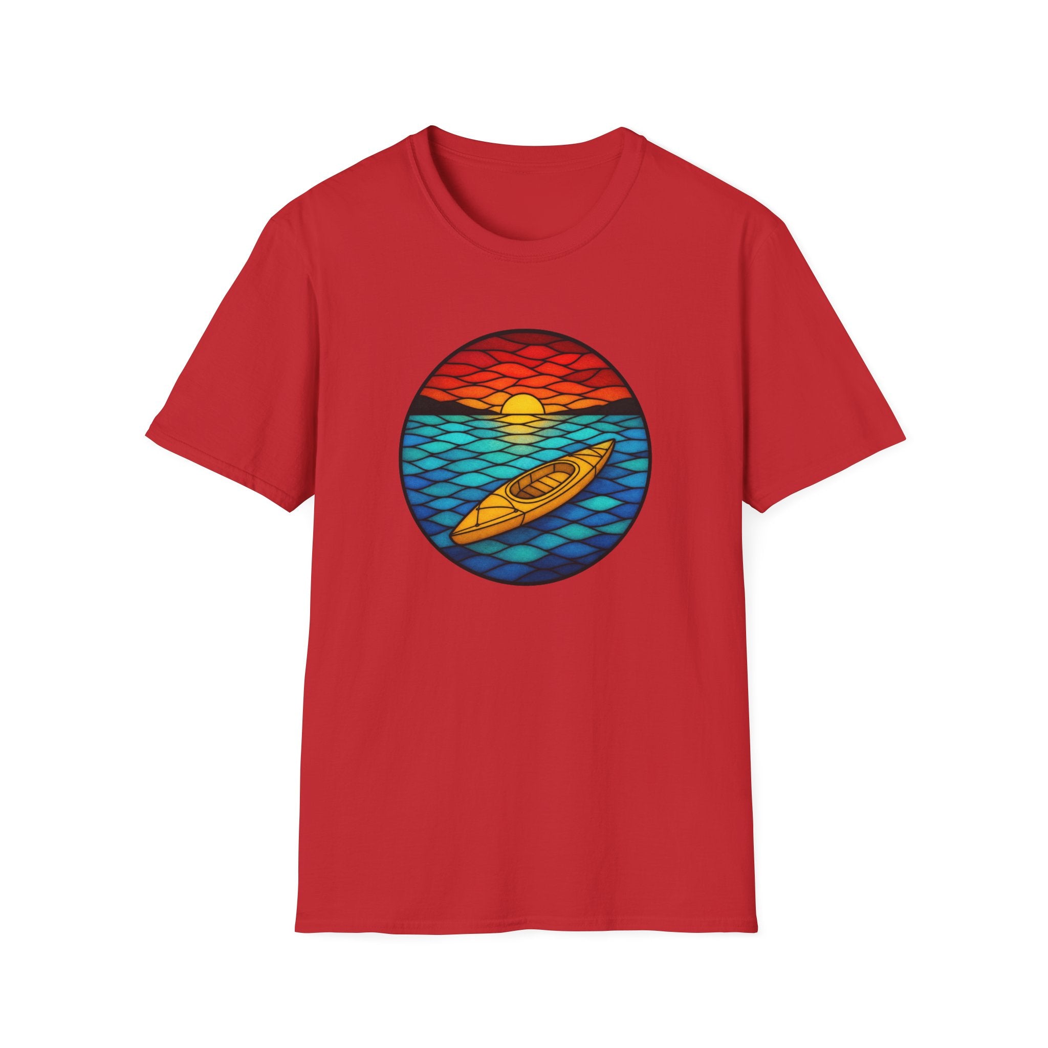 Kayak Sunset T-Shirt — Retro Ocean Sunset Paddle Tee
