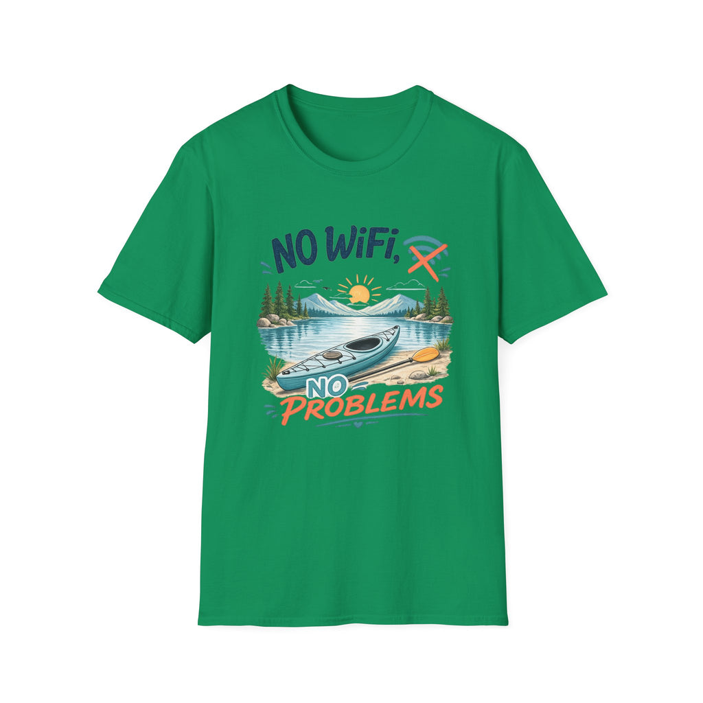 No WiFi No Problems T-Shirt – Lake Kayak Outdoors Graphic Tee