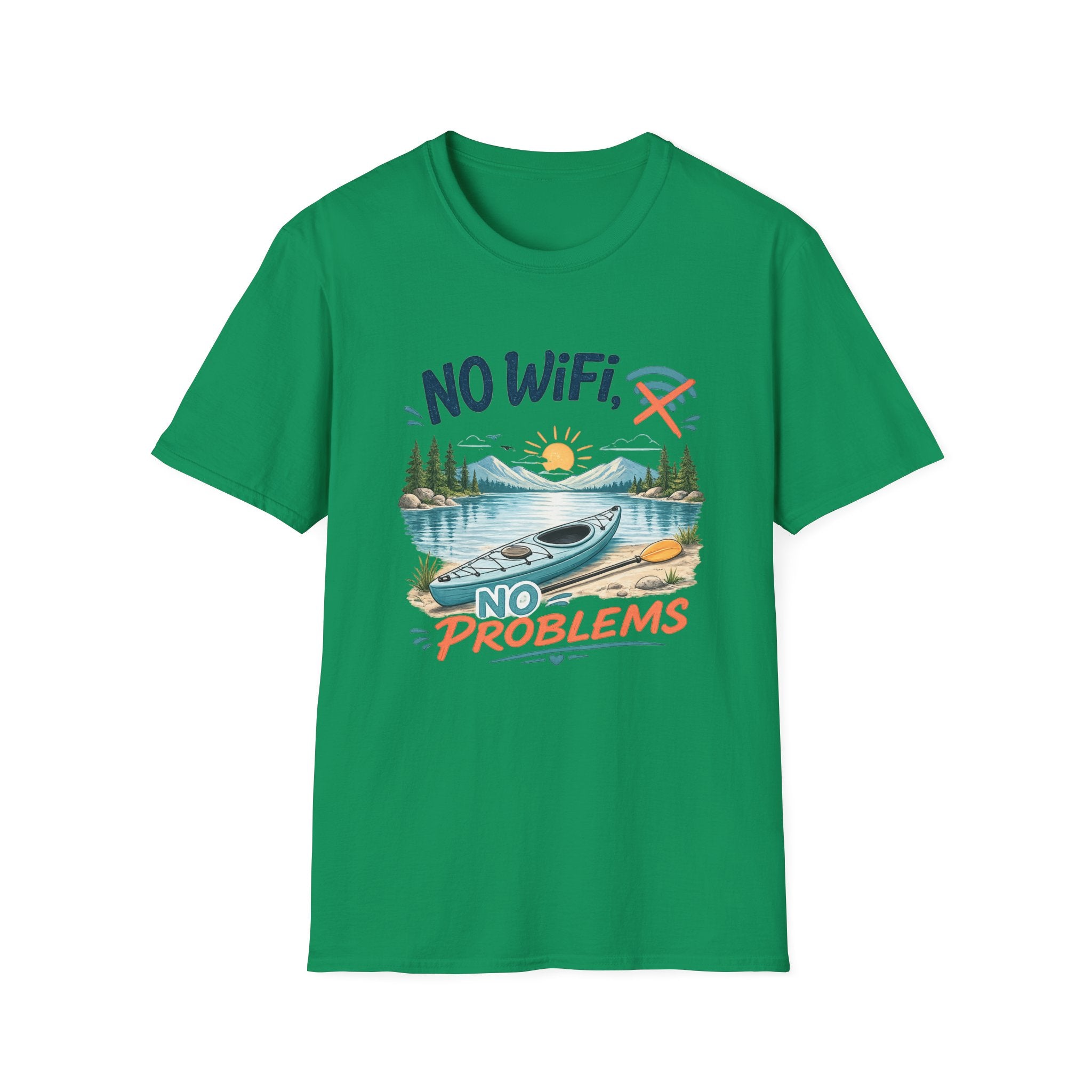 No WiFi No Problems T-Shirt – Lake Kayak Outdoors Graphic Tee