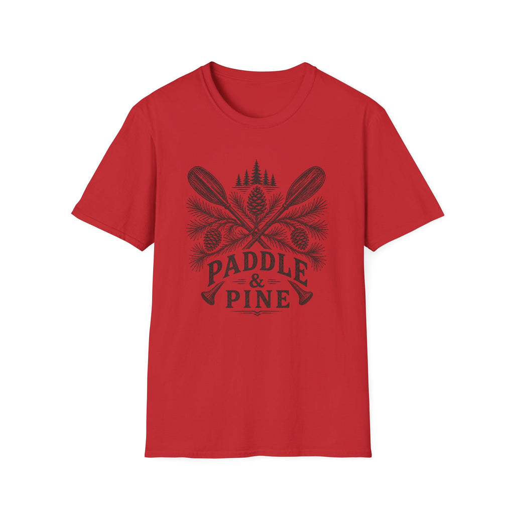 Paddle & Pine T‑Shirt — Rustic Kayak Paddle Outdoor Camping Tee