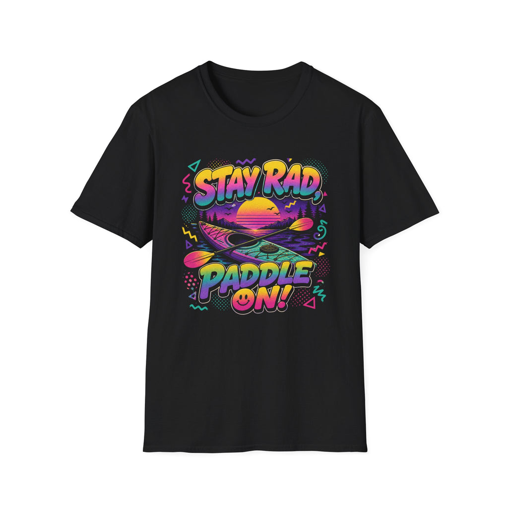 Stay Rad Paddle On! T-Shirt — Retro Kayaking Graphic Tee