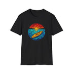 Kayak Sunset T-Shirt — Retro Ocean Sunset Paddle Tee