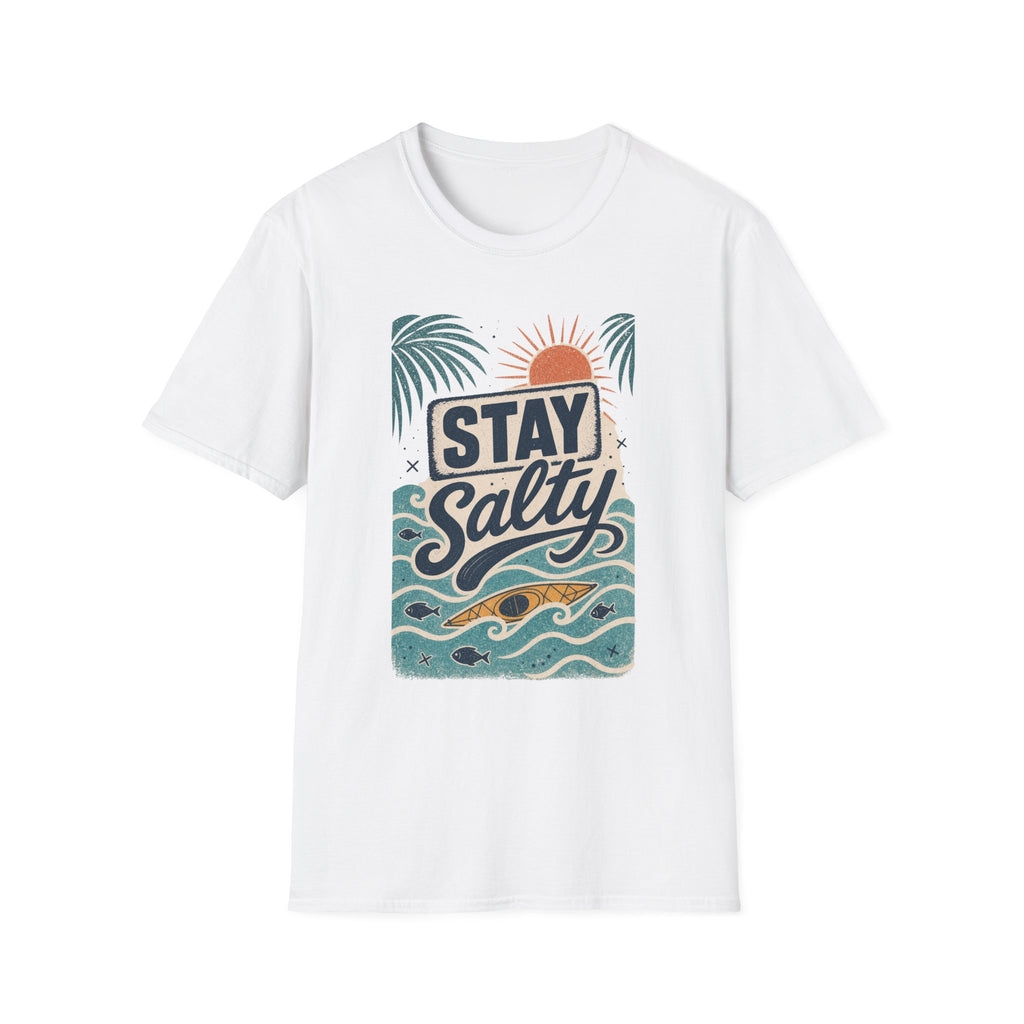 Stay Salty T-Shirt — Retro Kayak Waves Graphic Tee