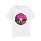 Sunset Kayak T-Shirt — Retro Mountain Lake Design
