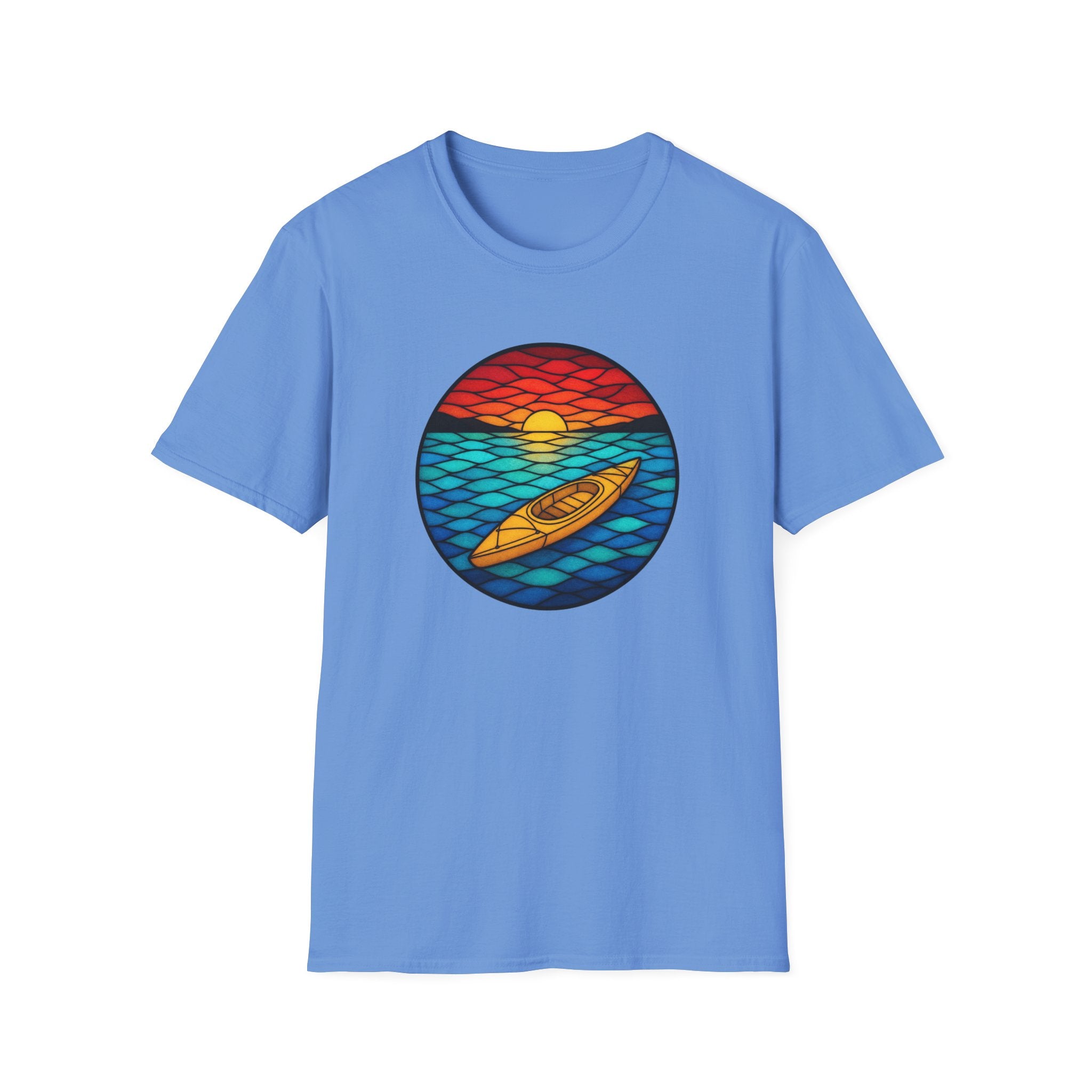 Kayak Sunset T-Shirt — Retro Ocean Sunset Paddle Tee