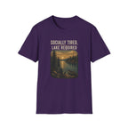 Lake Lover T-Shirt — "Socially Tired, Lake Required" Retro Sunset Camp Tee