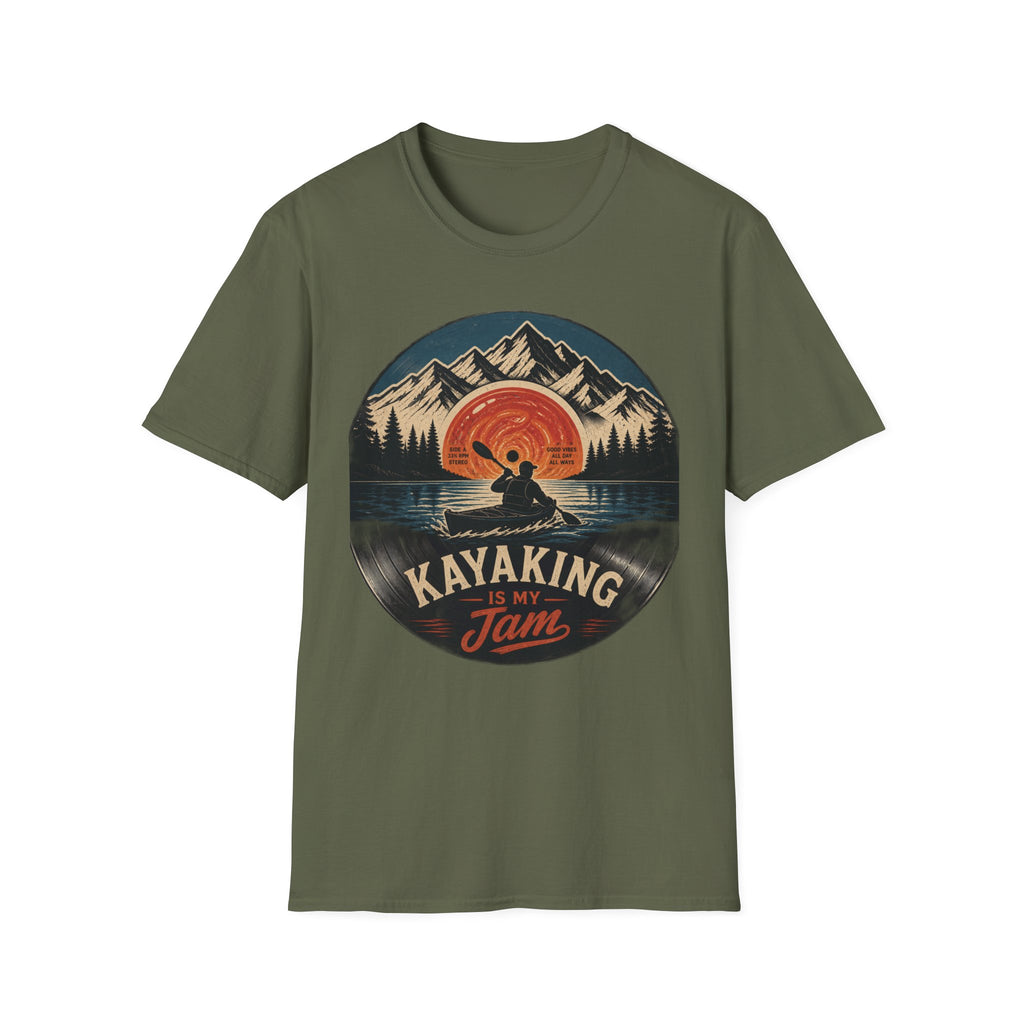 Kayaking Is My Jam T-Shirt — Retro Sunset Kayak Shirt for Paddlers