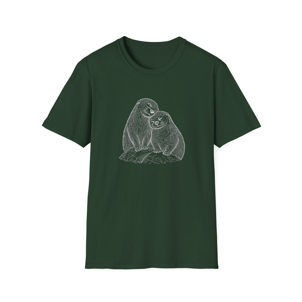 Otter Love T-Shirt — Hand-Drawn Pair Illustration