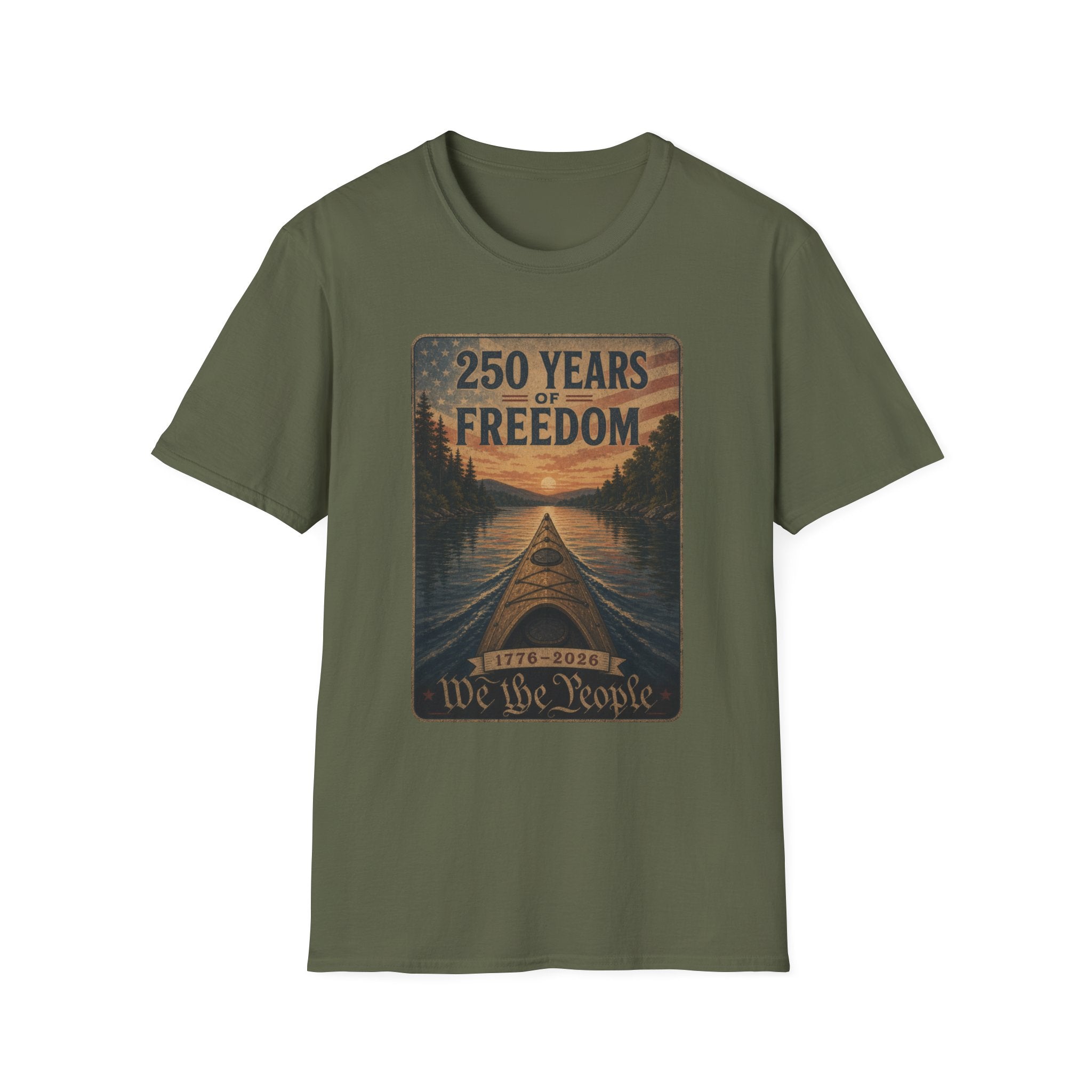 250 Years of Freedom T-Shirt — "We the People" Patriotic Kayak Design