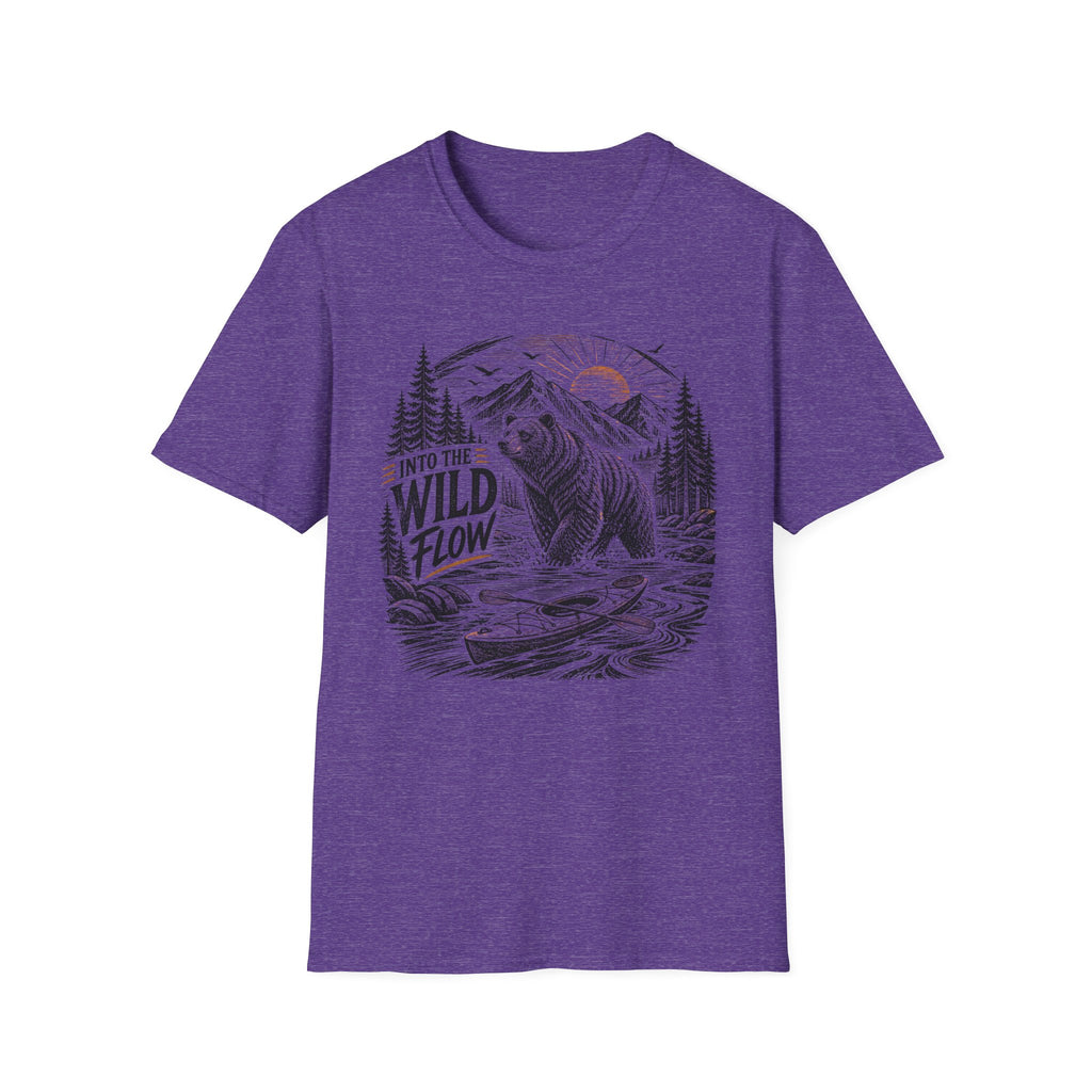 Into The Wild Flow Bear T‑Shirt — Fishing Nature Graphic Tee