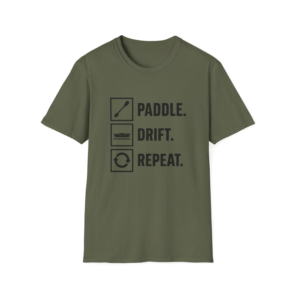 Paddle. Drift. Repeat. T-Shirt — Kayaking Graphic Tee