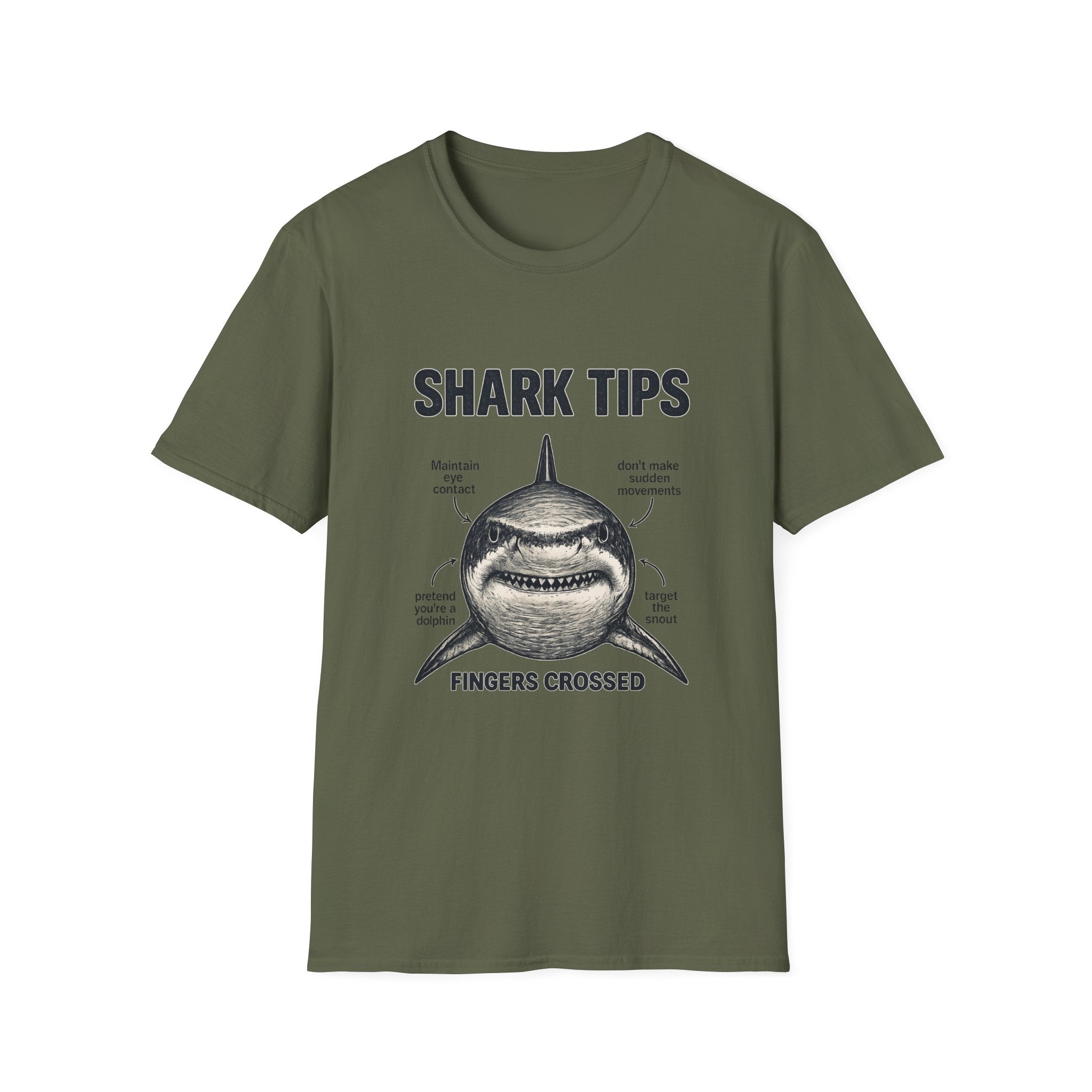 Shark Tips T-Shirt — 'Fingers Crossed' Funny Shark Tee