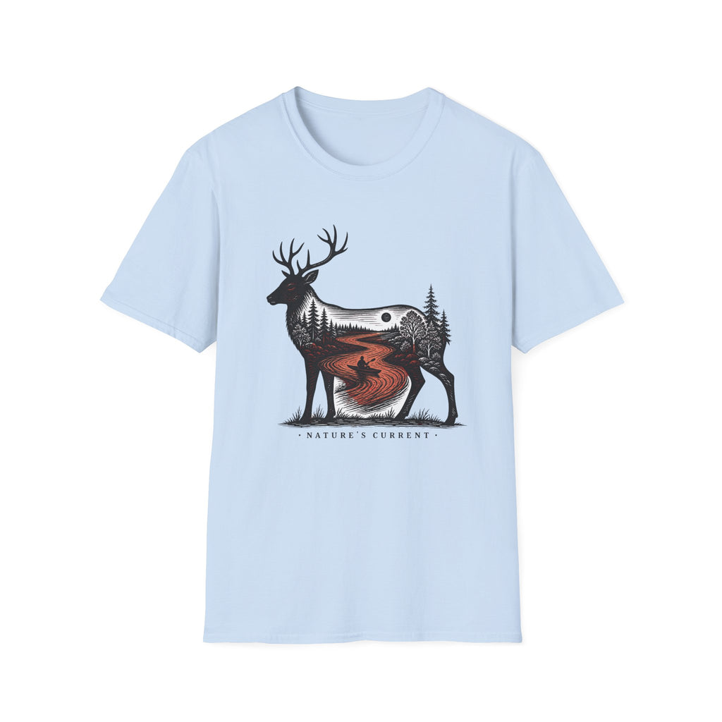 Deer Moon Wilderness T-Shirt — Forest Sunset Nature Graphic Tee