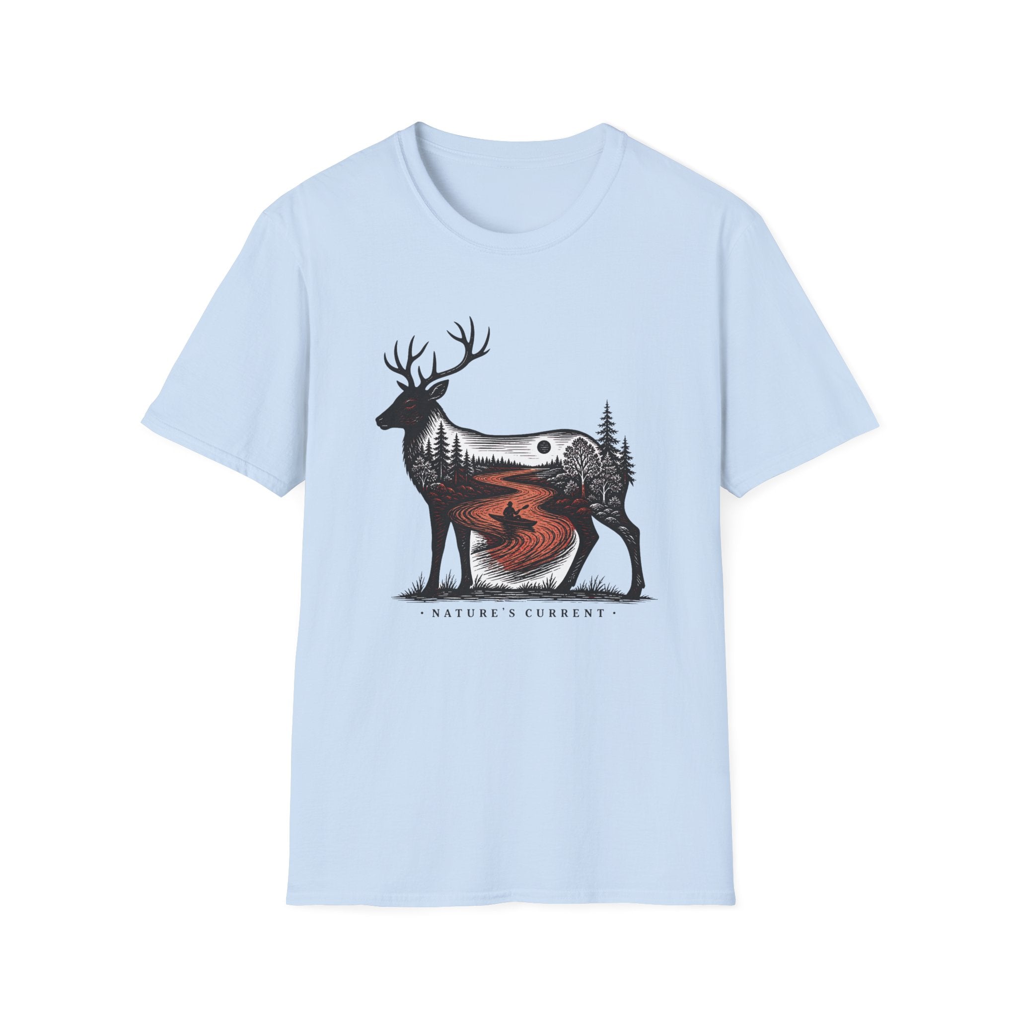 Deer Moon Wilderness T-Shirt — Forest Sunset Nature Graphic Tee